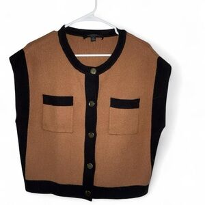 Marc New York Camel and Black Knit Button Sweater Vest